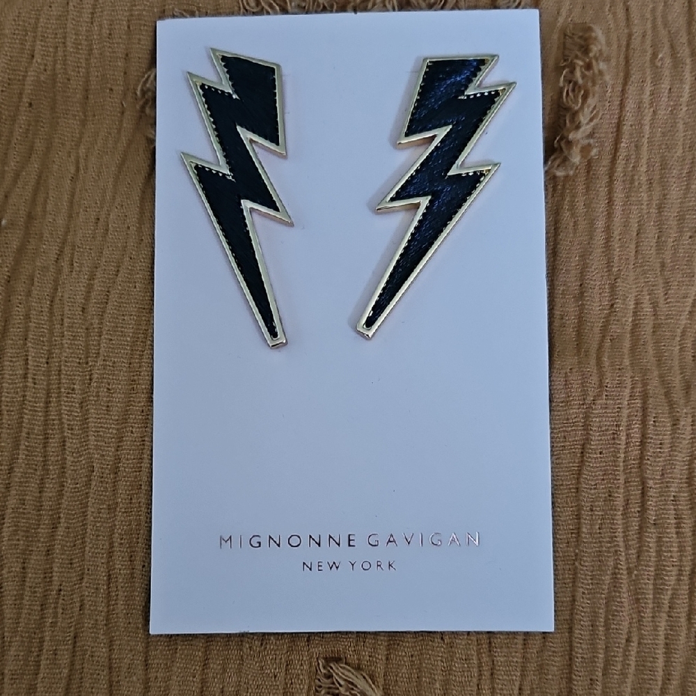 Mignonne Gavigan Black and Gold Lightning Earrings